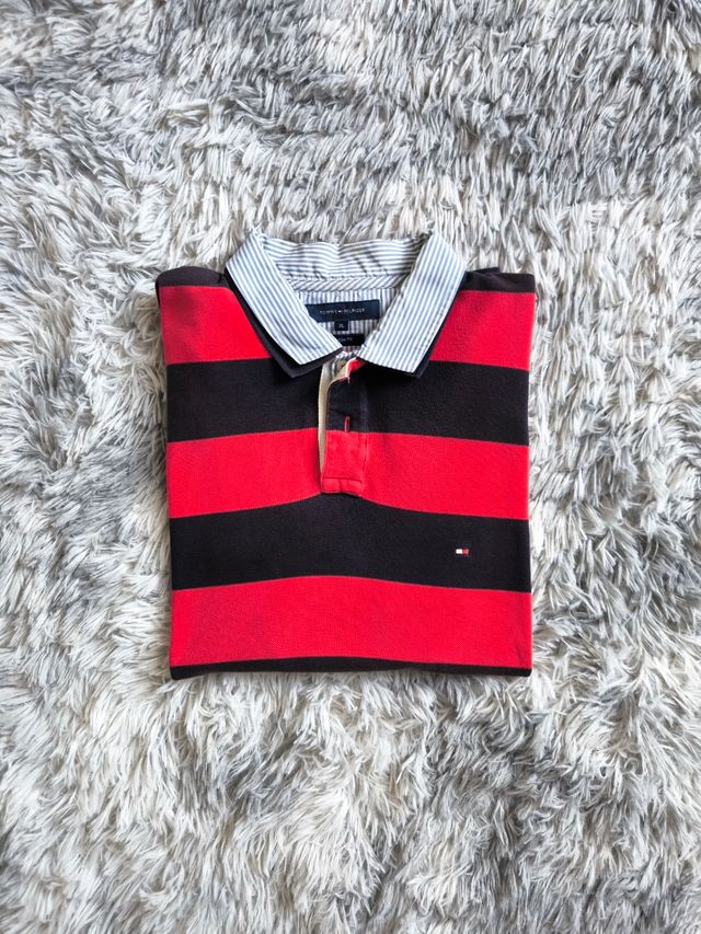 Polo Tommy Hilfiger rayas rojas XL