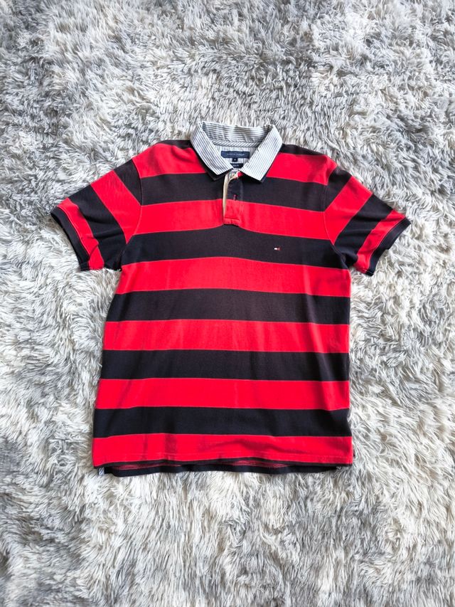 Polo Tommy Hilfiger rayas rojas XL
