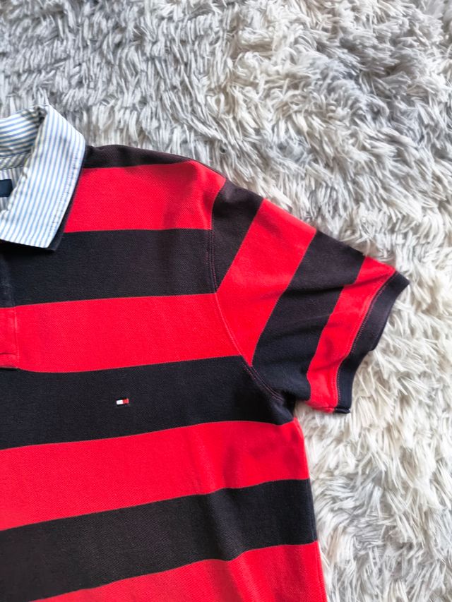 Polo Tommy Hilfiger rayas rojas XL