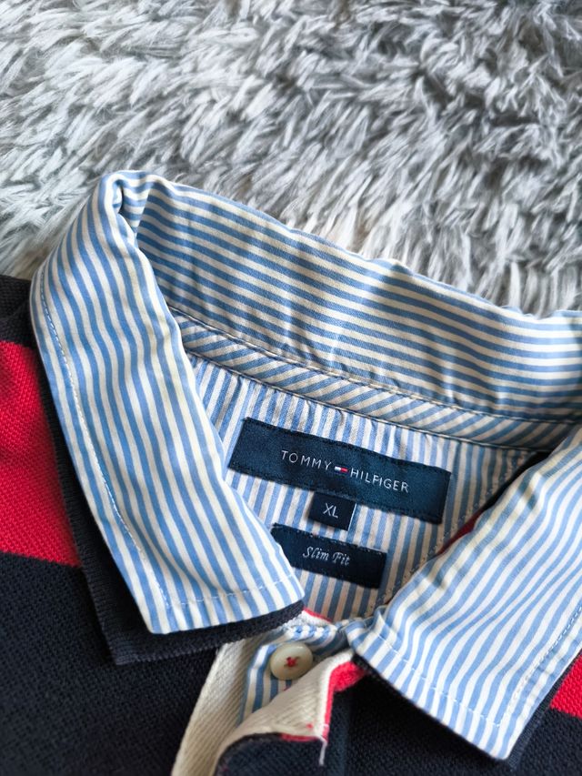 Polo Tommy Hilfiger rayas rojas XL