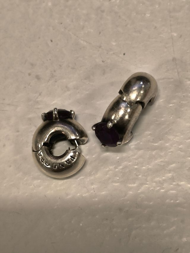 2 Charms Pandora Morados Plata
