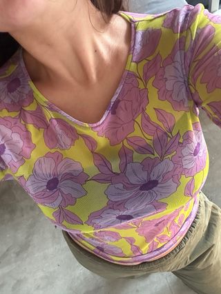 Top Flores Transparente