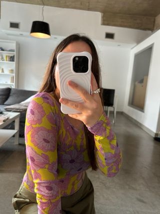 Top Flores Transparente