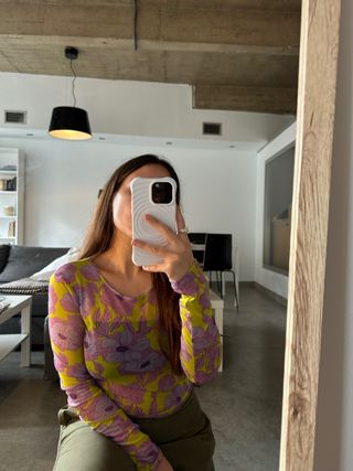 Top Flores Transparente