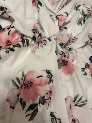 Vestido estampado naranja y rosa