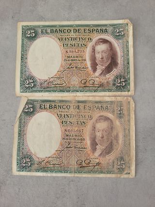 2 Billetes 25 Pesetas España
