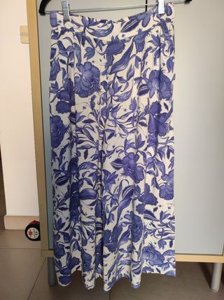 Pantaloni larghi H&M fiori blu