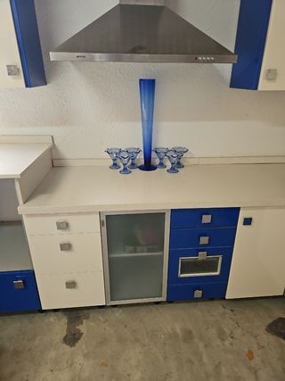 Cocina azul y blanca - Muebles de cocina
