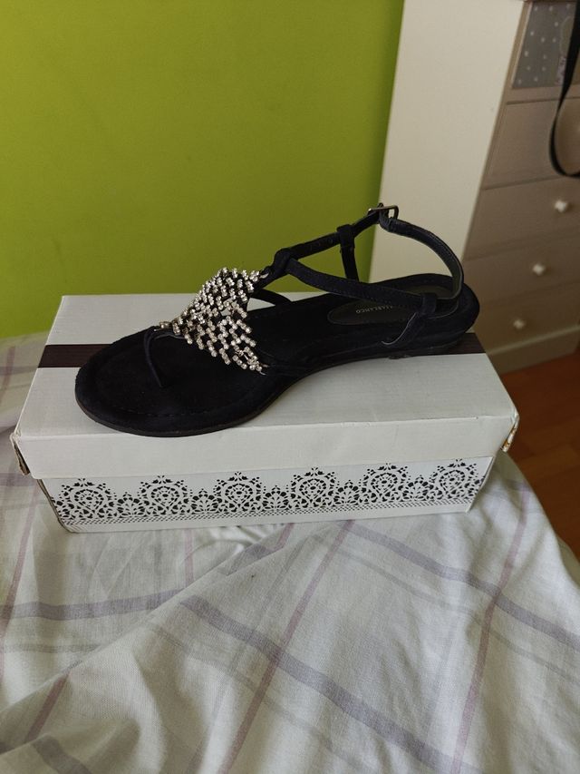 Sandalias Natalia Blanco negras