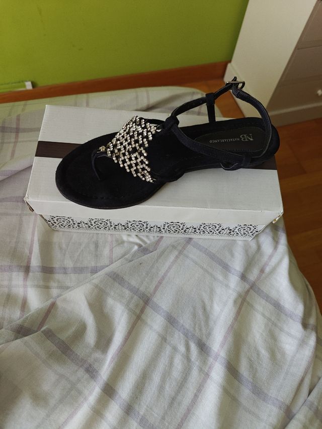 Sandalias Natalia Blanco negras