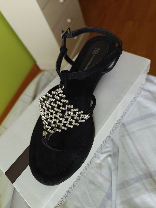 Sandalias Natalia Blanco negras