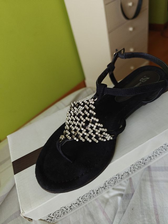 Sandalias Natalia Blanco negras