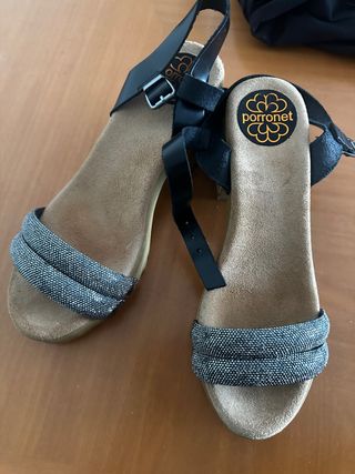Sandalias Porronet negras c/plata