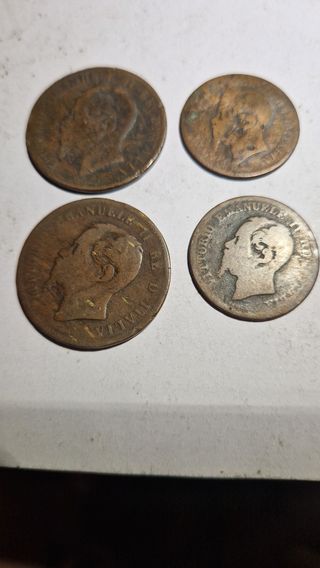 4 Monedas Vittorio Emanuele (10 y 5 céntimos)