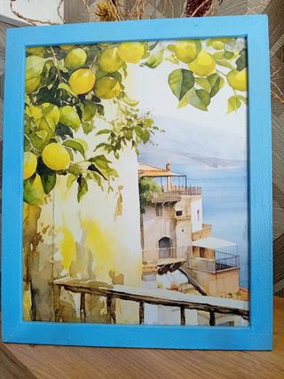 Confezione di portafoto con albero di limone e portaoggetti turchese