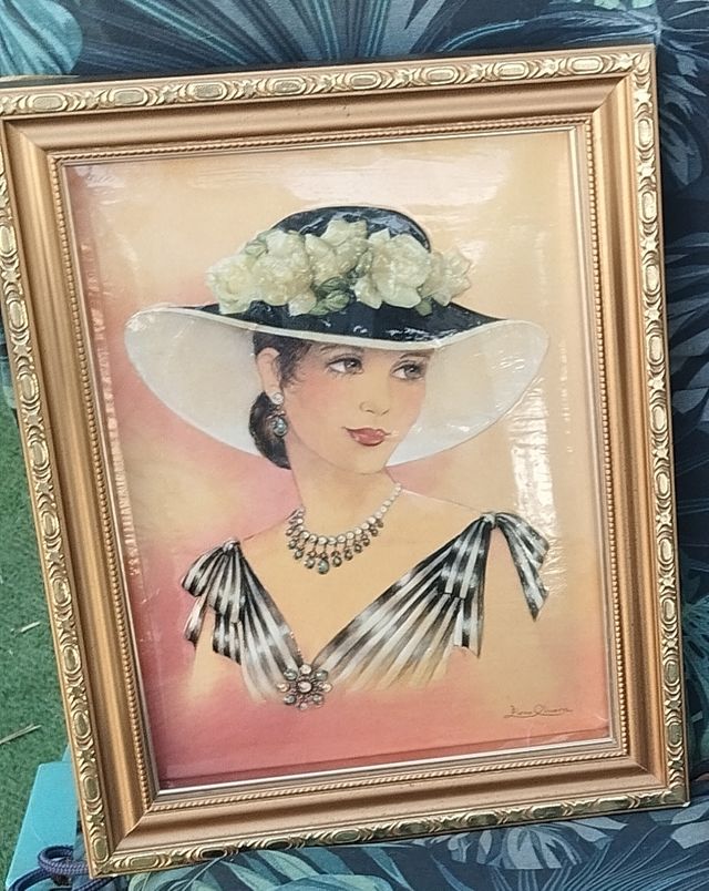 2 Cuadro decorativo mujer sombrero