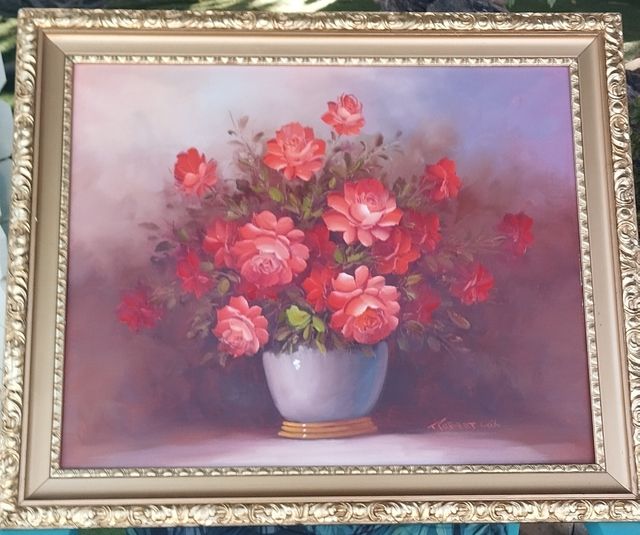 Cuadro flores rojas - Óleo sobre lienzo