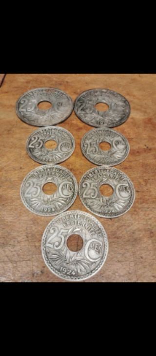 7 Monedas Francia 25c 1924