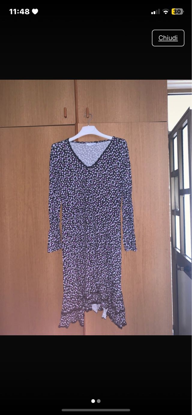 Vestito floreale nero viola tg. L