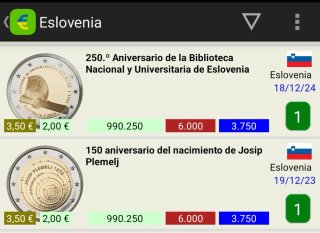 Monedas Eslovenia 2015-2024