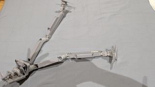Soporte doble pantalla gris