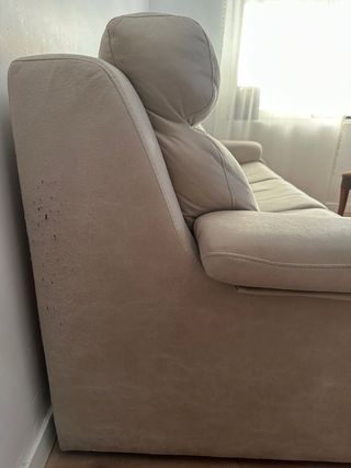 Sofá 3 plazas beige piel sintética