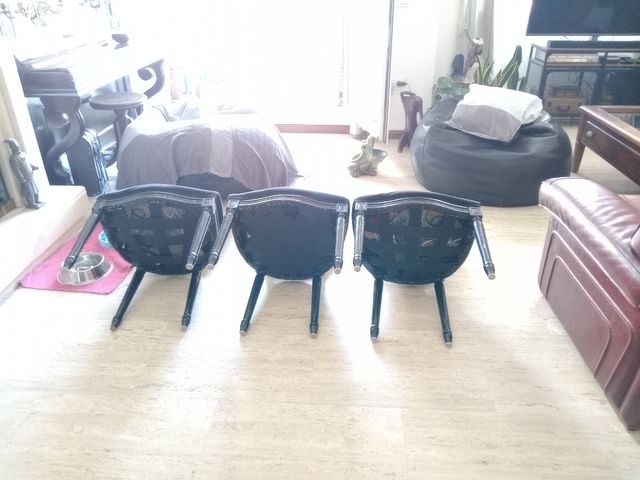 3 Sillas Comedor Luis XVI - Negro/madera aviejada