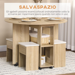 Set Tavolo e Sedie 5 Pezzi in Truciolato, Tavolo R