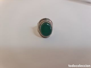 #1021 Anillo de plata 925 con piedra verde