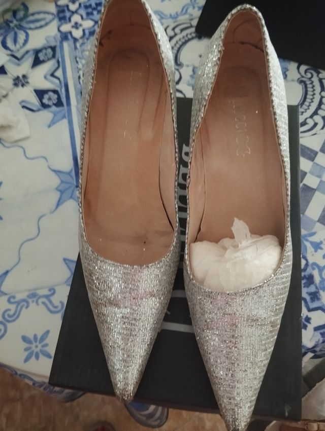 Zapatos fiesta mujer tacón plata