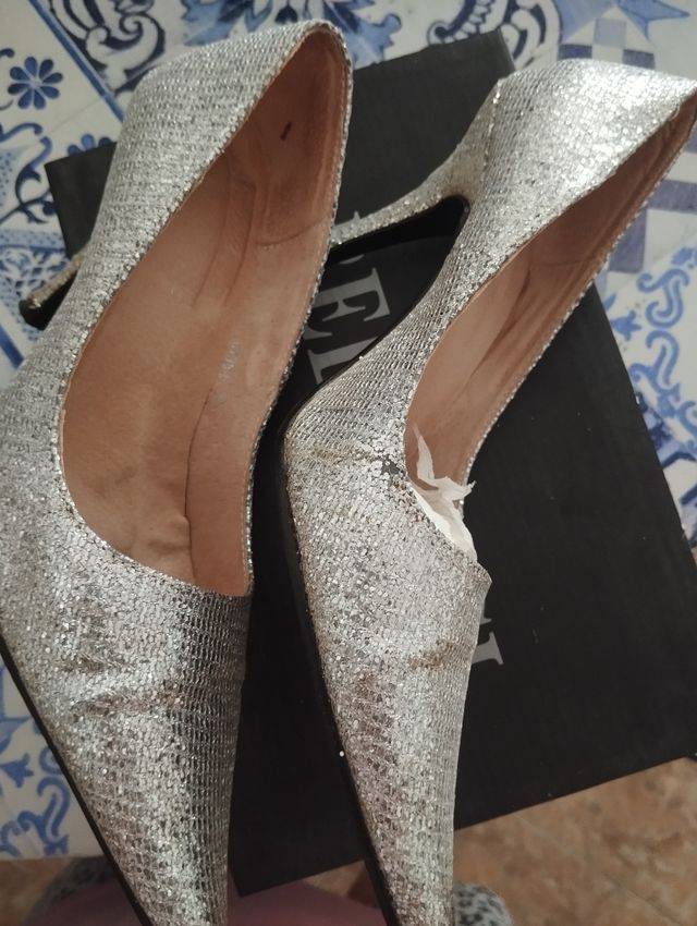 Zapatos fiesta mujer tacón plata