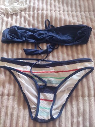 Bikini azul marino rayas - Talla S