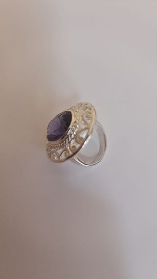 Anillo plata 925 piedra morada