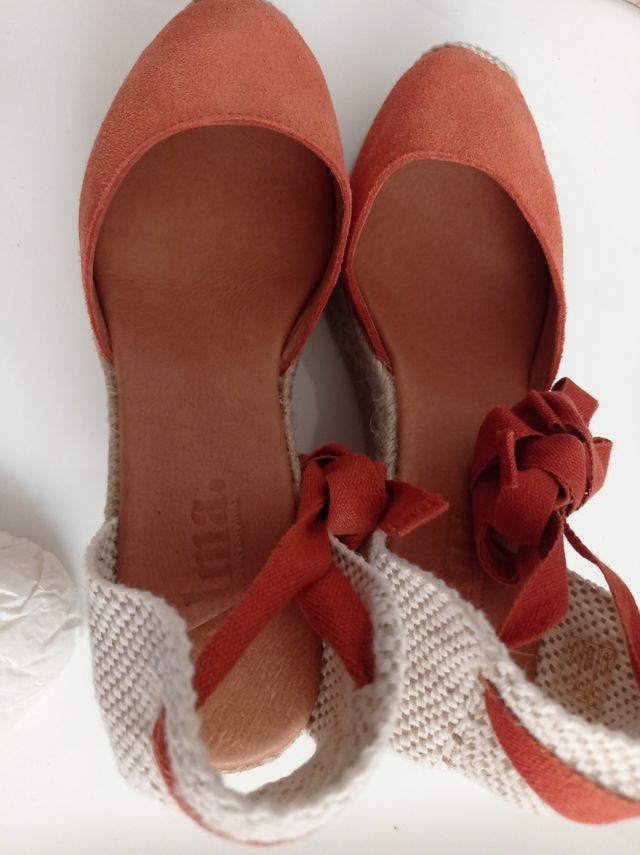 Espardeñas piel coral nuevas sin estrenar