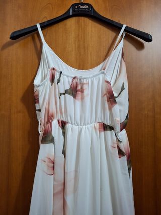 Vestito lungo floreale bianco rosa