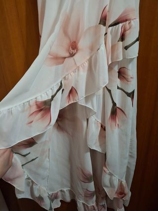 Vestito lungo floreale bianco rosa