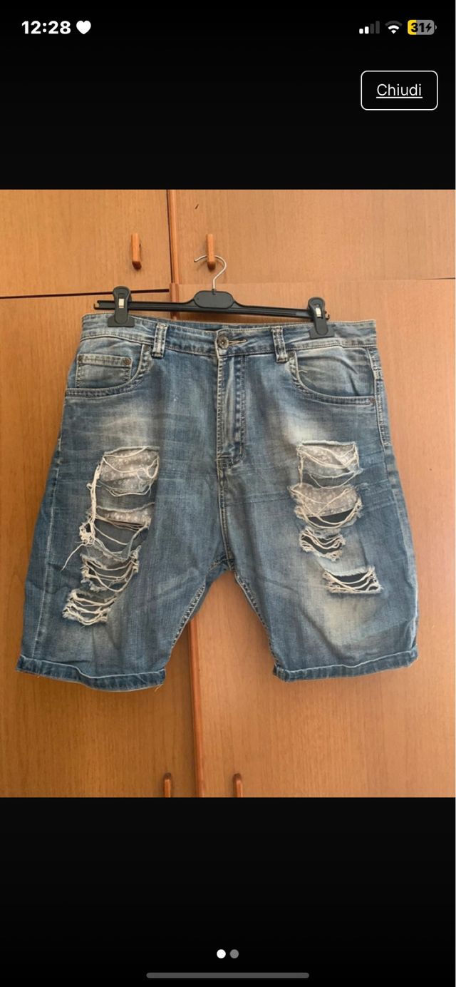 Shorts Uomo Jeans - Blu - Taglia 48