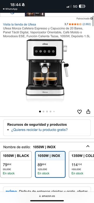 Cafetera Ufesa - Cafetera Espresso