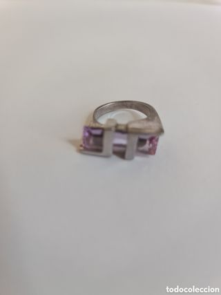 #1030 anillo plata 925 y piedra translúcida morada