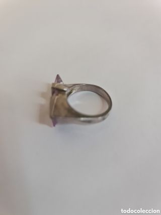 #1030 anillo plata 925 y piedra translúcida morada