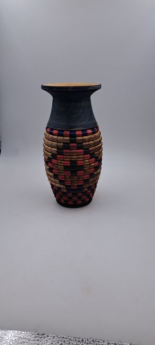 Vaso legno decorato - Rosso&Nero