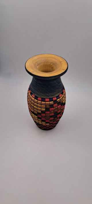 Vaso legno decorato - Rosso&Nero