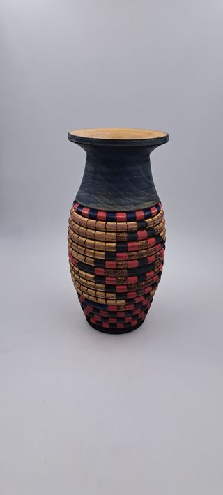 Vaso legno decorato - Rosso&Nero