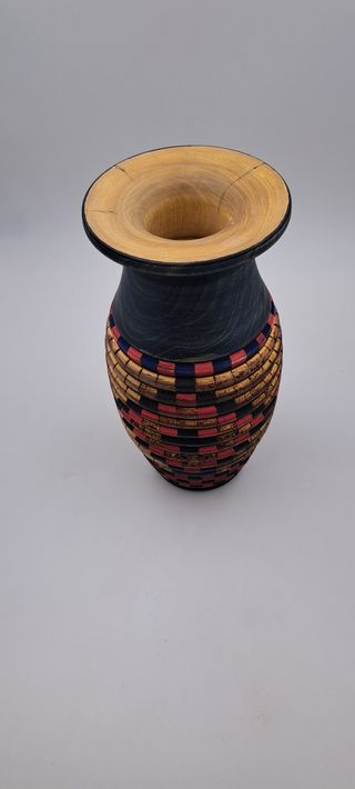 Vaso legno decorato - Rosso&Nero