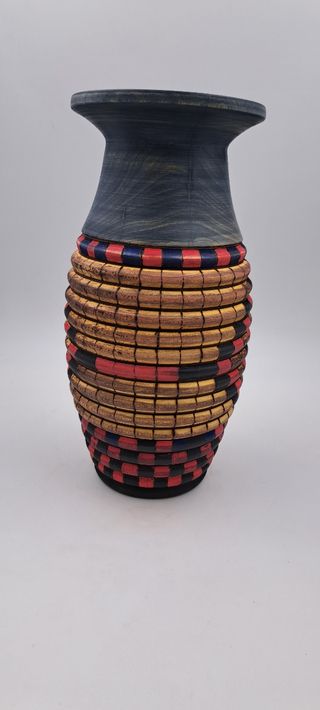Vaso legno decorato - Rosso&Nero