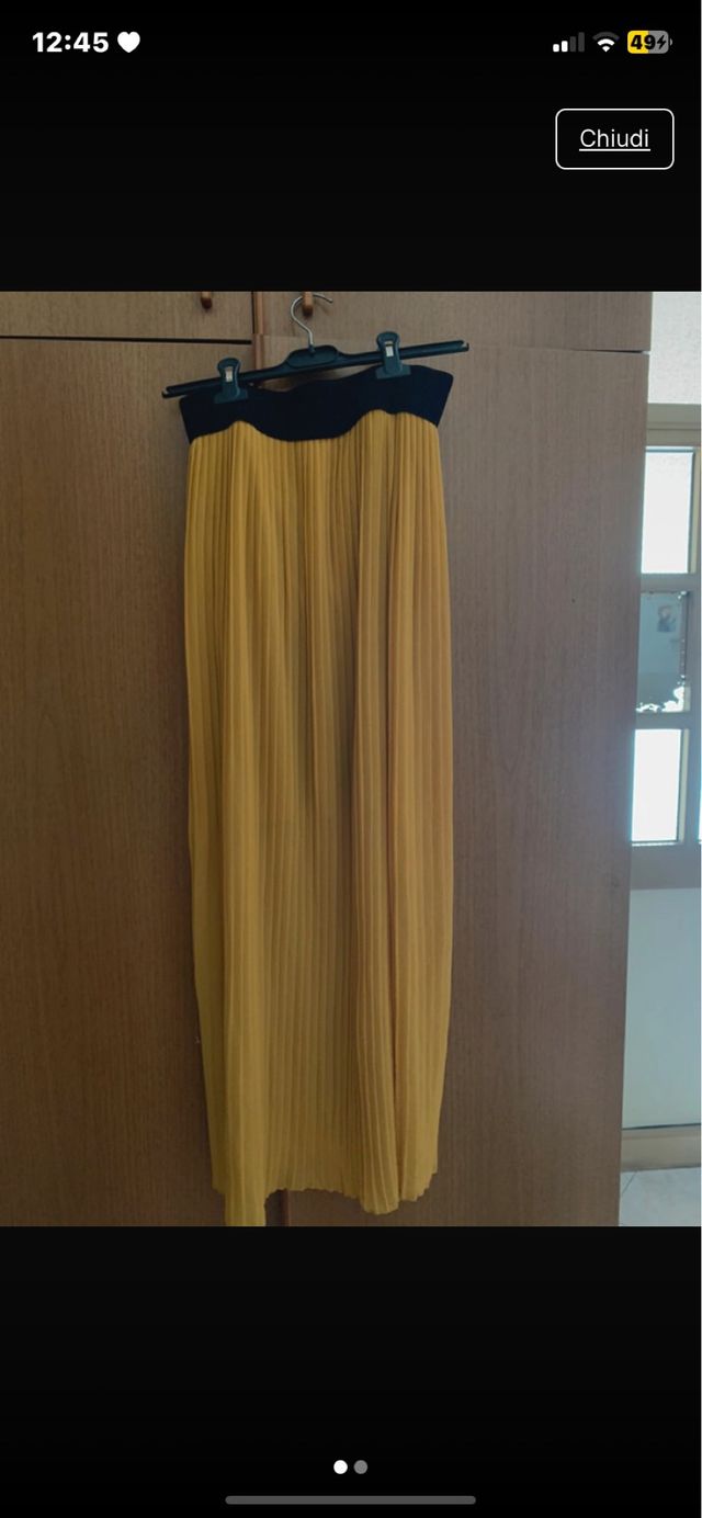 Gonna lunga plissettata gialla
