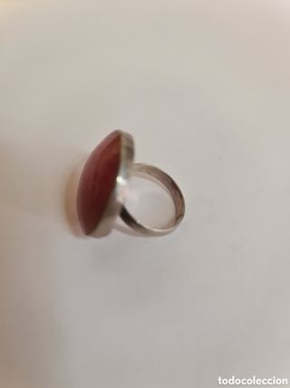 #1032 anillo plata de ley 925 y piedra rojiza 17cm