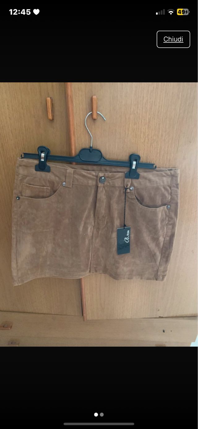 Gonna camoscio beige