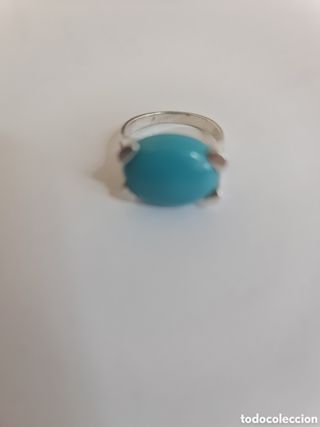 #1035 anillo plata 925 y piedra azul 1.7cm