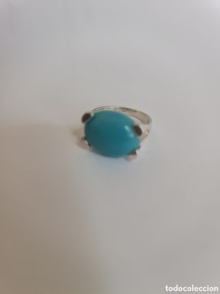 #1035 anillo plata 925 y piedra azul 1.7cm